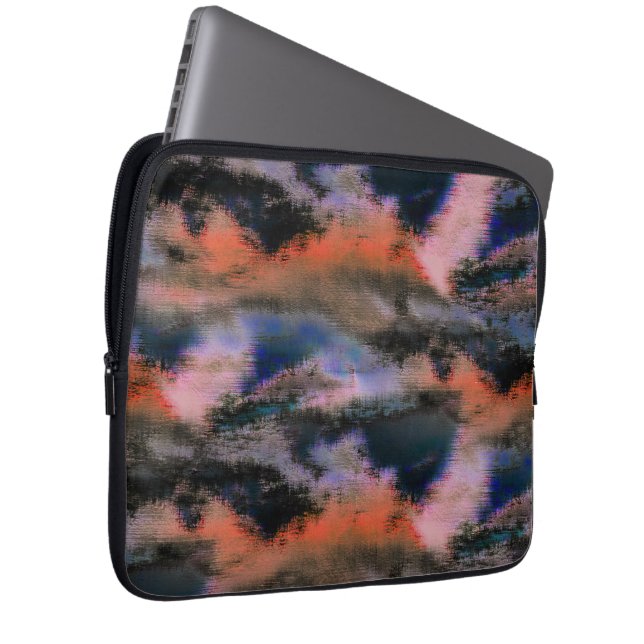 Orange coloured dark clouds texture drizzled offse laptop sleeve (Front Right)