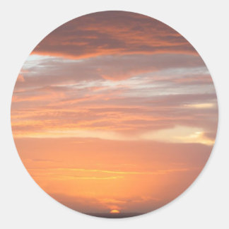 Orange Coloured Sky Classic Round Sticker