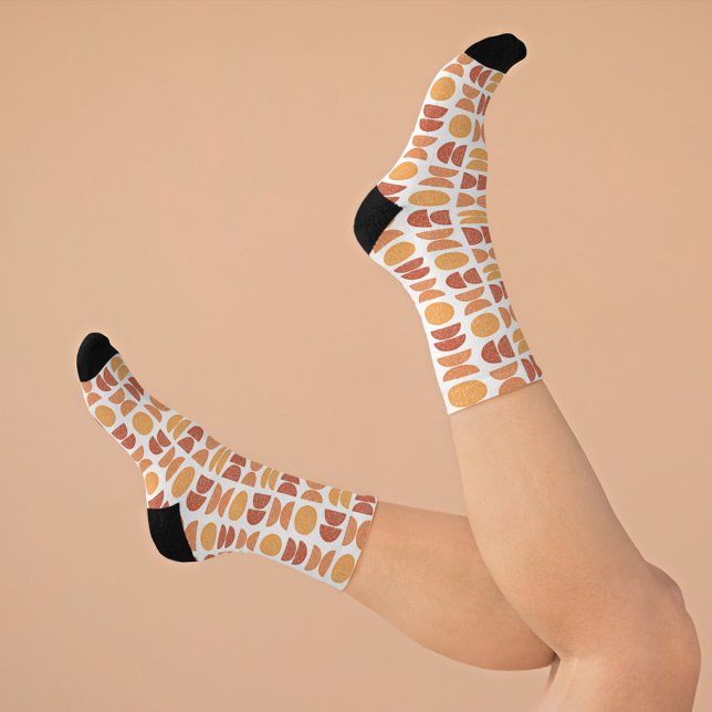 Orange Colourful Geometric Shaped Happy Awareness  Socks (Orange Colorful Geometric Shaped Happy Awareness Socks)