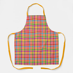 Orange Colourful Gingham Plaid Pattern  Apron