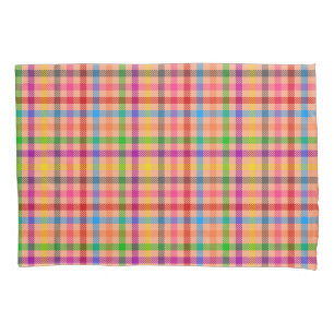 Orange Colourful Gingham Plaid Pattern Pillowcase
