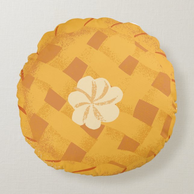 Orange Colourful Pumpkin Pie Thanksgiving Harvest Round Cushion (Front)