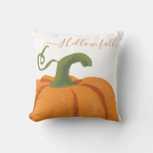 Orange Colourful Pumpkin Thanksgiving Round Pillow