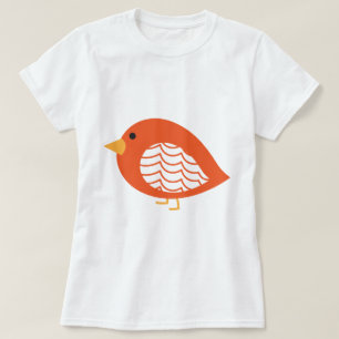 Orange colourful quirky birds T-Shirt