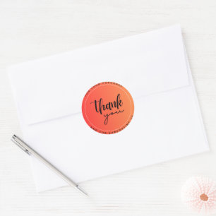 Orange Colourful Thank You Circle Sticker