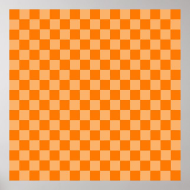 Orange Combination Chequerboard by ShirleyTaylor Poster (Front)