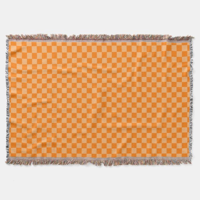 Orange Combination Classic Chequerboard STaylor Throw Blanket (Front)