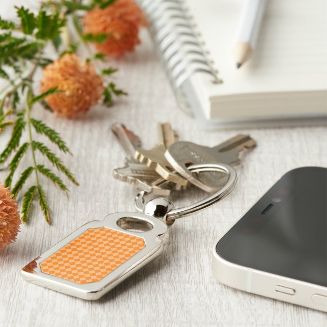 Orange Combination Diamond Pattern by STaylor Key Ring (Side)