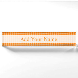 Orange Combination Diamond Pattern STaylor Nameplate