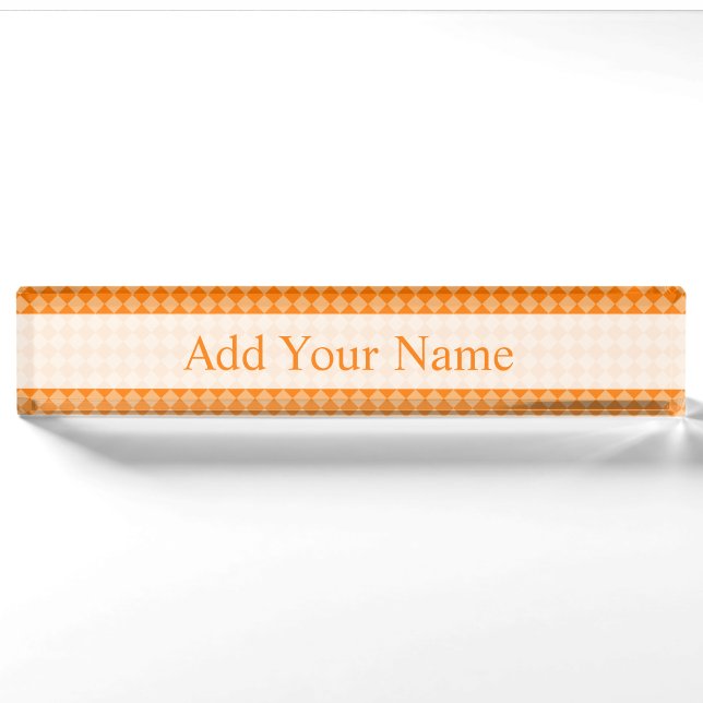 Orange Combination Diamond Pattern STaylor Nameplate (Front)