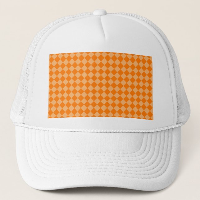 Orange Combination Diamond Pattern STaylor Trucker Hat (Front)
