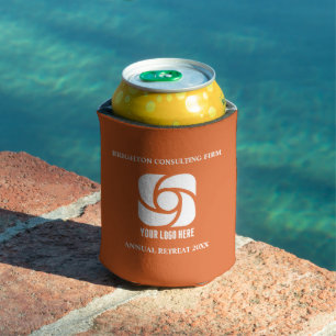 Orange Company Logo Custom Business Marketing Can Cooler
