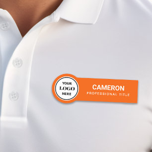 Orange Company Logo Name Tag