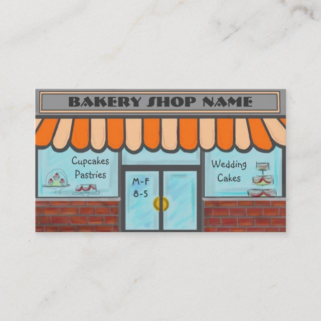 Orange completely customisable bakery shop cards (Front)