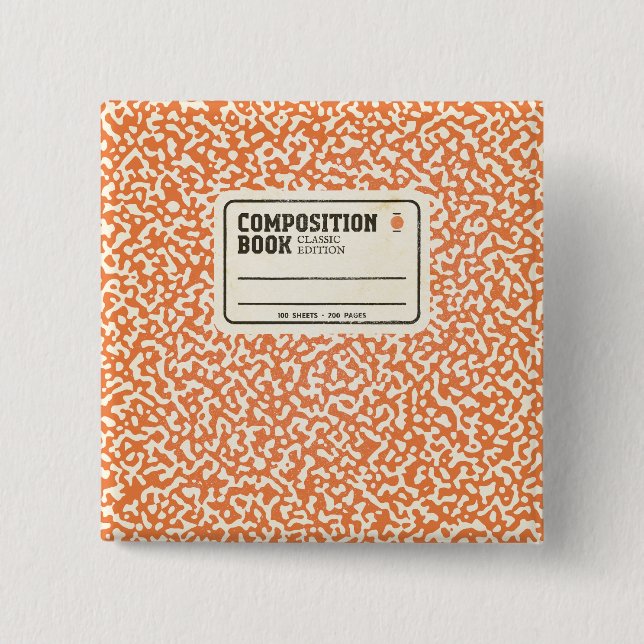 Orange Composition Notebook 15 Cm Square Badge (Front)