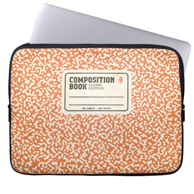 Orange Composition Notebook Laptop Sleeve (Front)