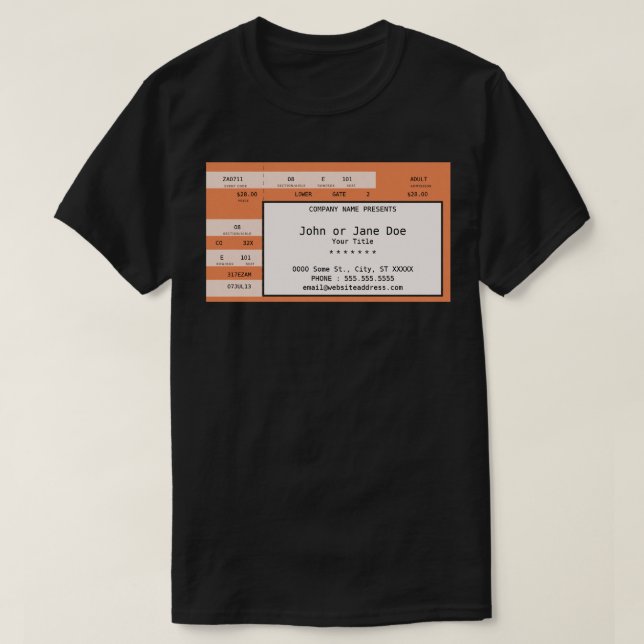orange concert ticket T-Shirt (Design Front)