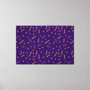 Orange Confetti Paper Purple Celebration Party Canvas Print