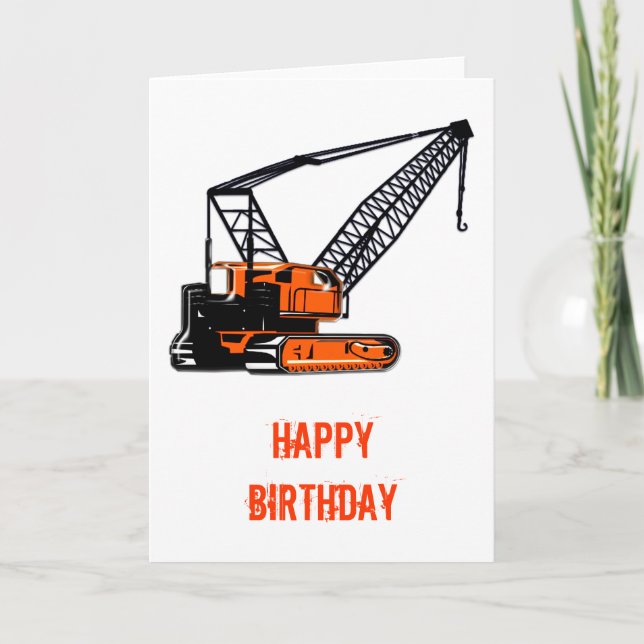 Orange Construction Crane Card (Front)