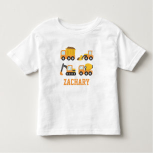Orange Construction Vehicles Kids Personalised Toddler T-Shirt