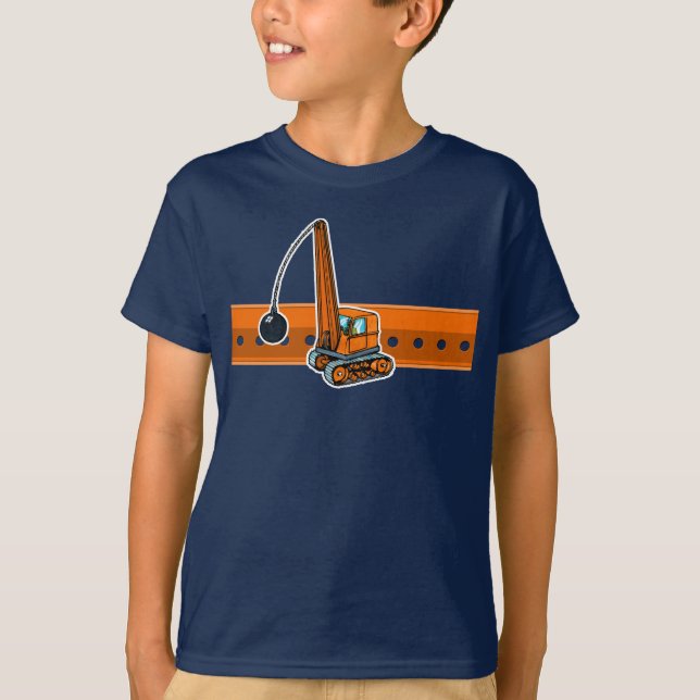Orange construction wrecking ball T-Shirt (Front)