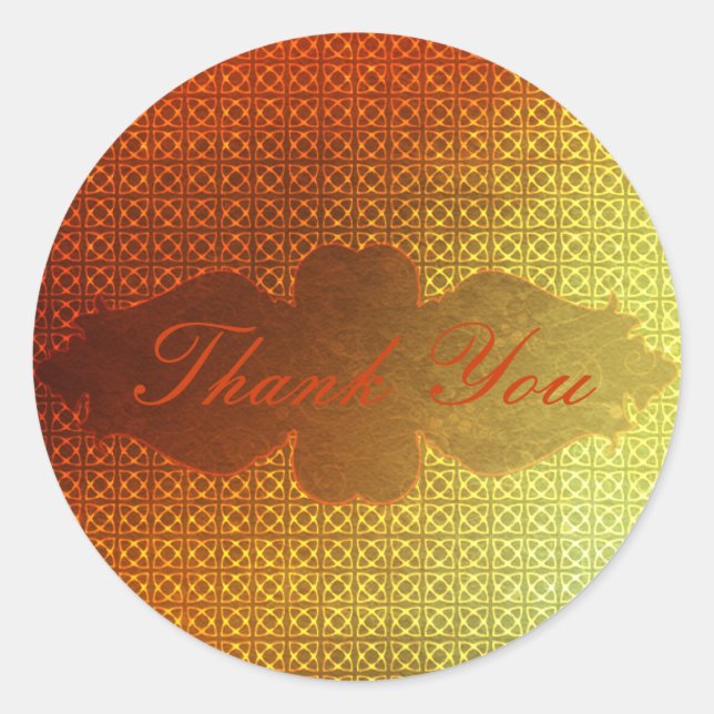 Orange Contemporary Celtic Pattern Classic Round Sticker (Front)