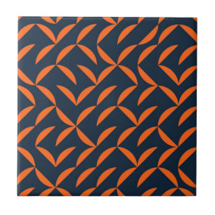 Orange, cool, modern, trendy wavy illustration ceramic tile