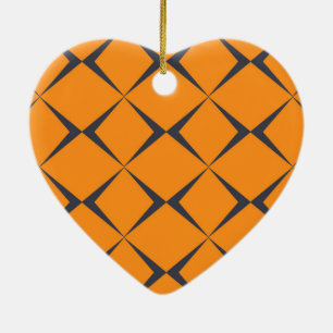 Orange, cool, simple, trendy, chevron shapes ceramic ornament