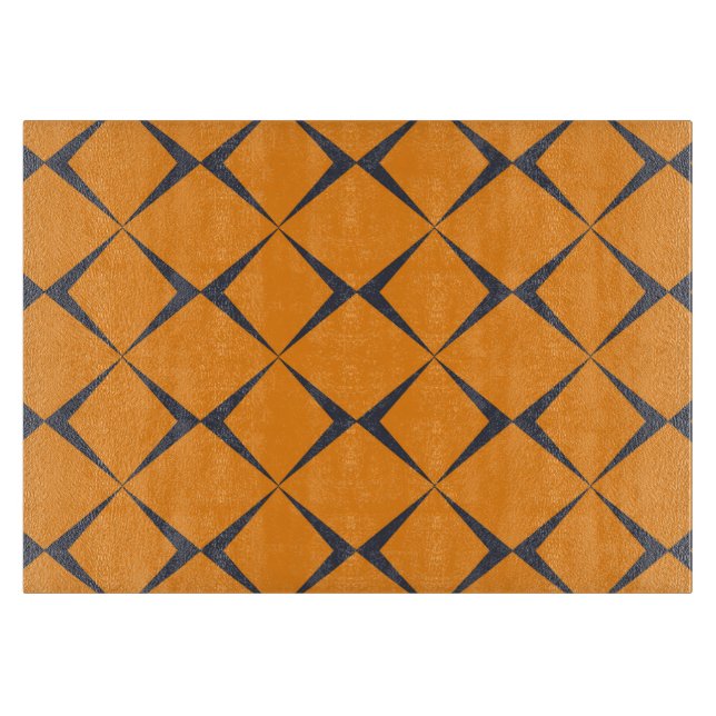 Orange, cool, simple, trendy, chevron shapes cutting board (Front)