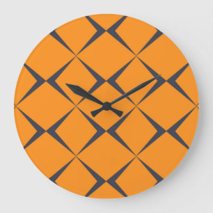 Orange, cool, simple, trendy, chevron shapes large clock