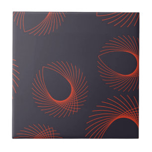 Orange, cool, trendy, geometric eye abstraction ceramic tile