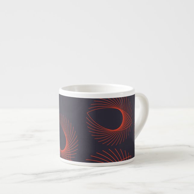 Orange, cool, trendy, geometric eye abstraction espresso cup (Front Right)