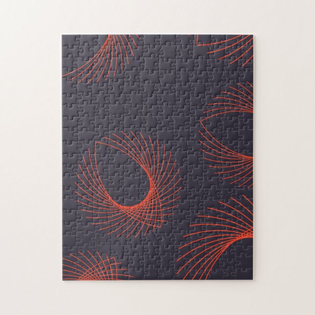 Orange, cool, trendy, geometric eye abstraction jigsaw puzzle (Vertical)