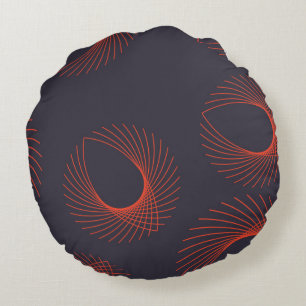 Orange, cool, trendy, geometric eye abstraction round cushion