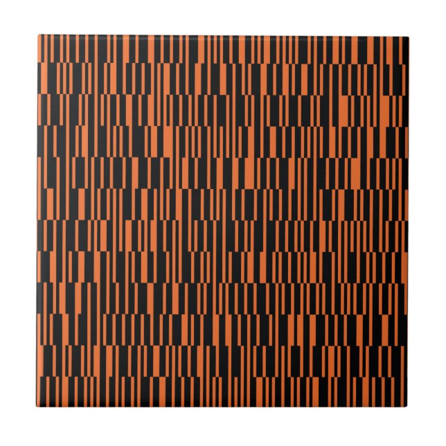 Orange, cool, trendy, modern geometric graphic art ceramic tile (Front)