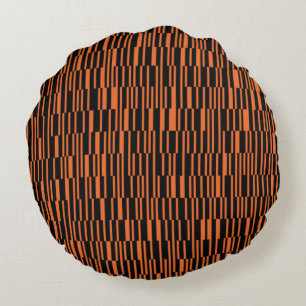 Orange, cool, trendy, modern geometric graphic art round cushion