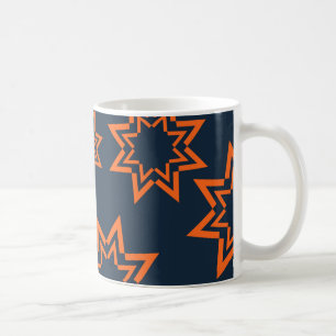 Orange, cool, trendy, playful star shape pattern coffee mug