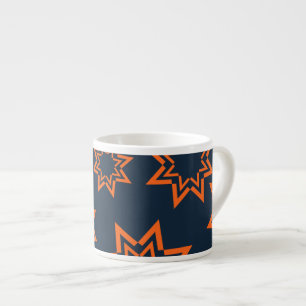 Orange, cool, trendy, playful star shape pattern espresso cup