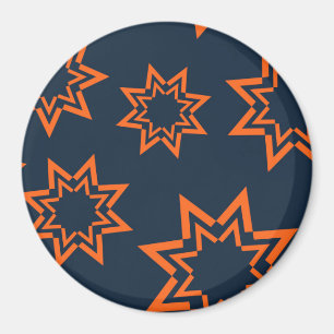 Orange, cool, trendy, playful star shape pattern magnet