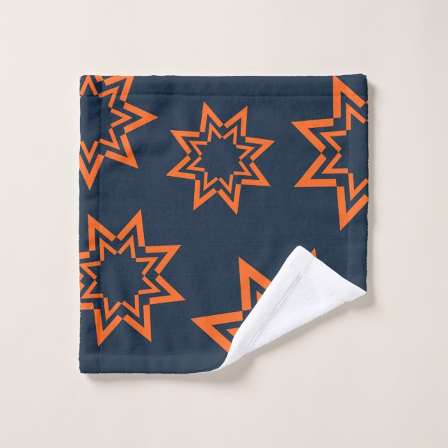 Orange, cool, trendy, playful star shape pattern wash cloth (Wash Cloth)