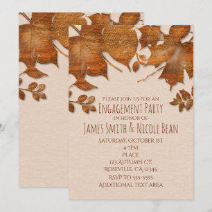 Orange Copper Autumn Fall Wedding Invitations
