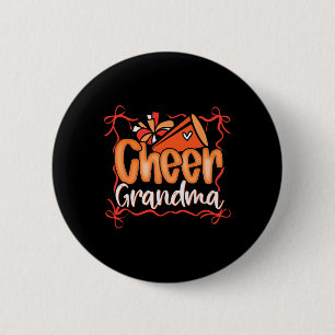 Orange Coquette Pom Poms Bow Cheer Grandma G-ma Ch 6 Cm Round Badge