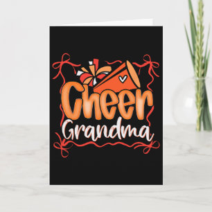 Orange Coquette Pom Poms Bow Cheer Grandma G-ma Ch Card