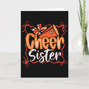 Orange Coquette Pom Poms Bow Cheer Sister Cheerlea Card