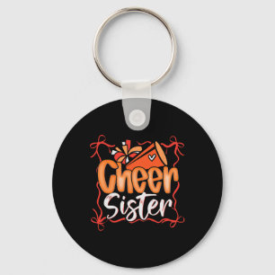 Orange Coquette Pom Poms Bow Cheer Sister Cheerlea Key Ring