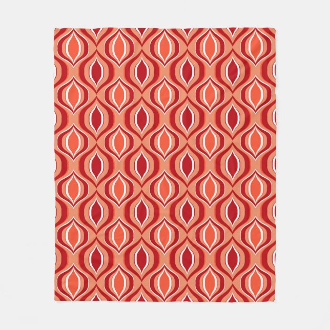 Orange, coral, brown diamond pattern. fleece blanket (Front)