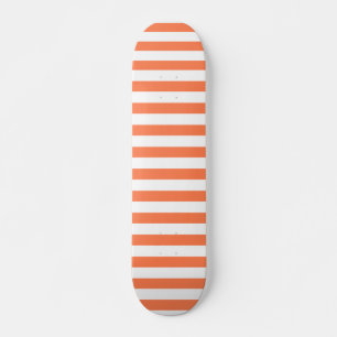Orange Coral Colour Stripes Vacation Summer Pastel Skateboard
