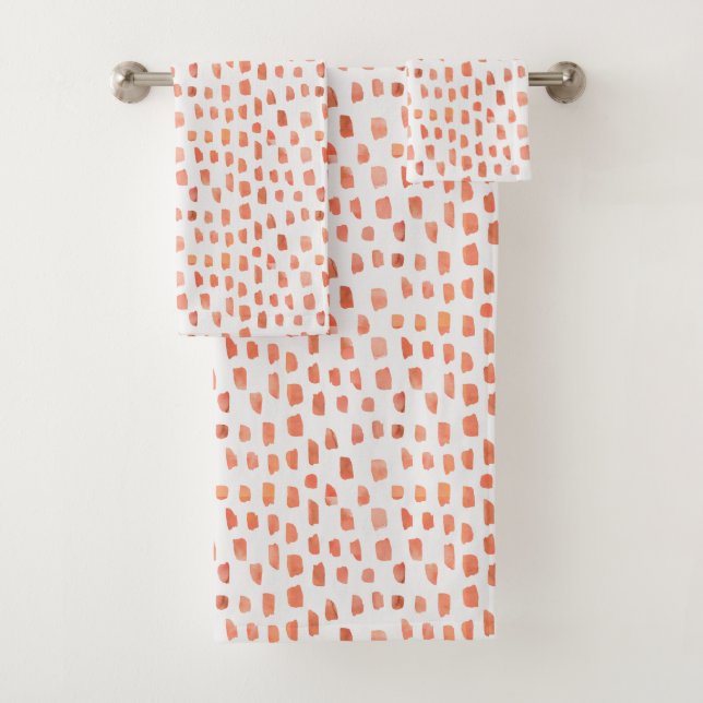 Orange Coral Dashes Bath Towel Set (Insitu)
