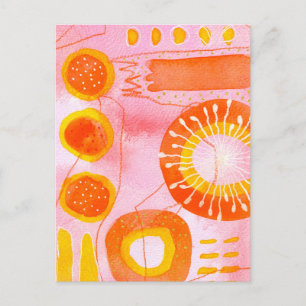Orange Coral Organic Art Postcard No.3