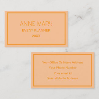 Orange Coral Peach Custom Colour Wedding Simple Business Card